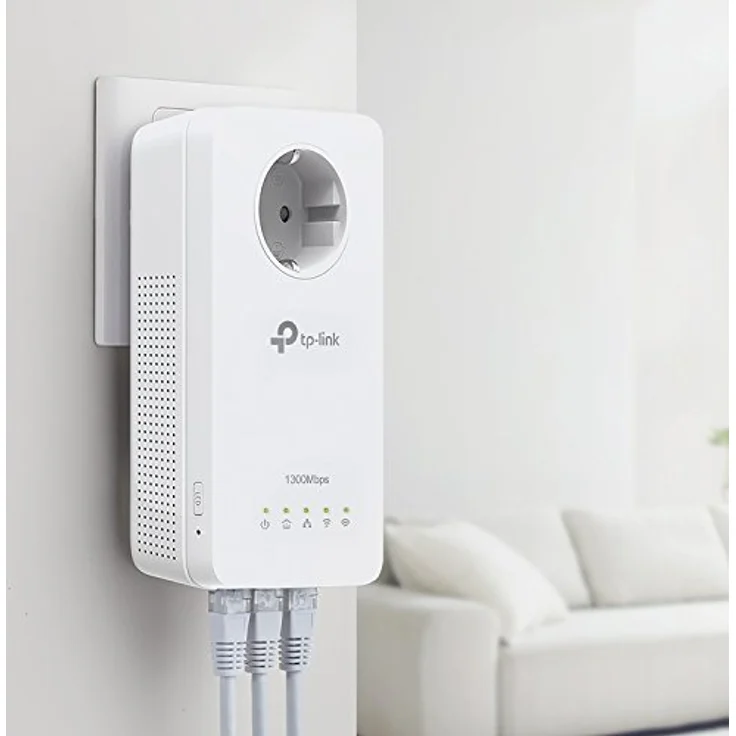 TP-Link TL-WPA8630P AV1300 Wifi AC1350 Gigabit Powerline Adapter (1350 Mbit-s Wifi und 1300 Mbit-s Steckdose Powerline, Wifi Clone, MU-MIMO, App Steuerung, 3 Gigabit Ports, Plug und Play) weiß – Bild 5