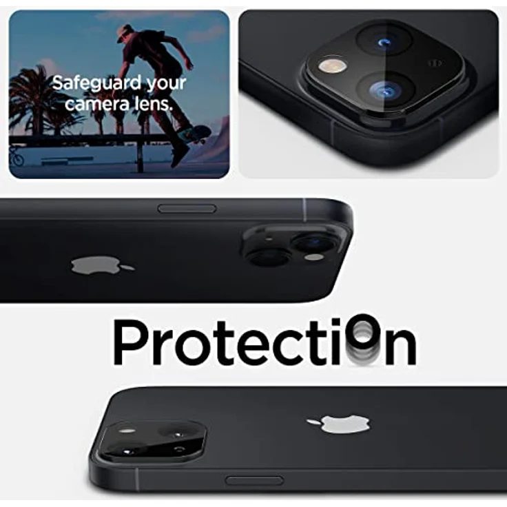 Spigen Glas.tR Optik Kameraschutz für iPhone 14 & 14 Plus, 2 Stück, Schwarz, Anti-Kratzer, 9H Härte Schutzfolie – Bild 2