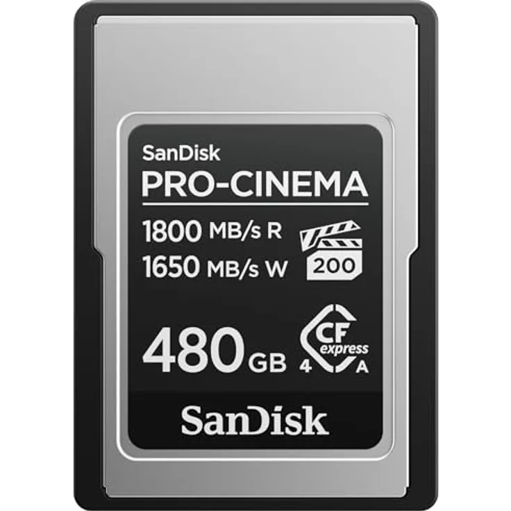 SanDisk PRO-Cinema CFexpress Type-A-Speicherkarte 480 GB, Lesegeschwindigkeiten bis zu 1.800 MB/s, Schreibgeschwindigkeiten bis zu 1.650 MB/s, VPG200, robust und ideal für 4K/6K/8K Videoaufnahmen