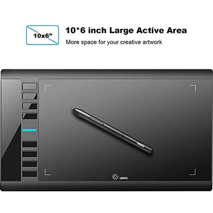 UGEE M708 Zeichentablett,10 x 6 Zoll Grafiktablett mit mit 8192 Druckempfindlichkeitsstufe Batterieloser Stift für Win11/10/8/7 und Mac OS Ideal für Künstler,Amateure,Online Lehren und Arbeiten – Bild 2