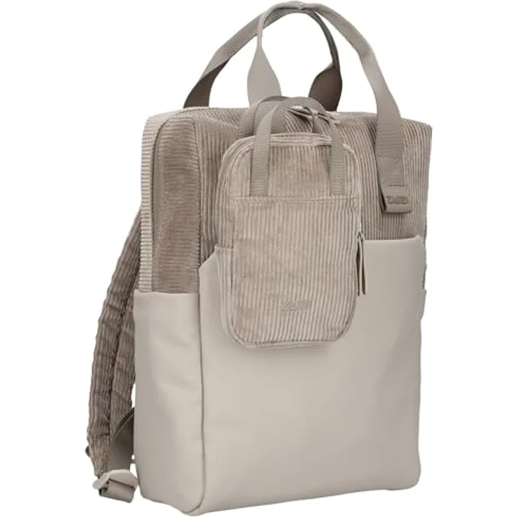 Zwei Laptoprucksack Lou LUR130, 7L Cord mit gepolstertem Laptopfach und separater Mini-Bag, Mocca beige – Bild 1