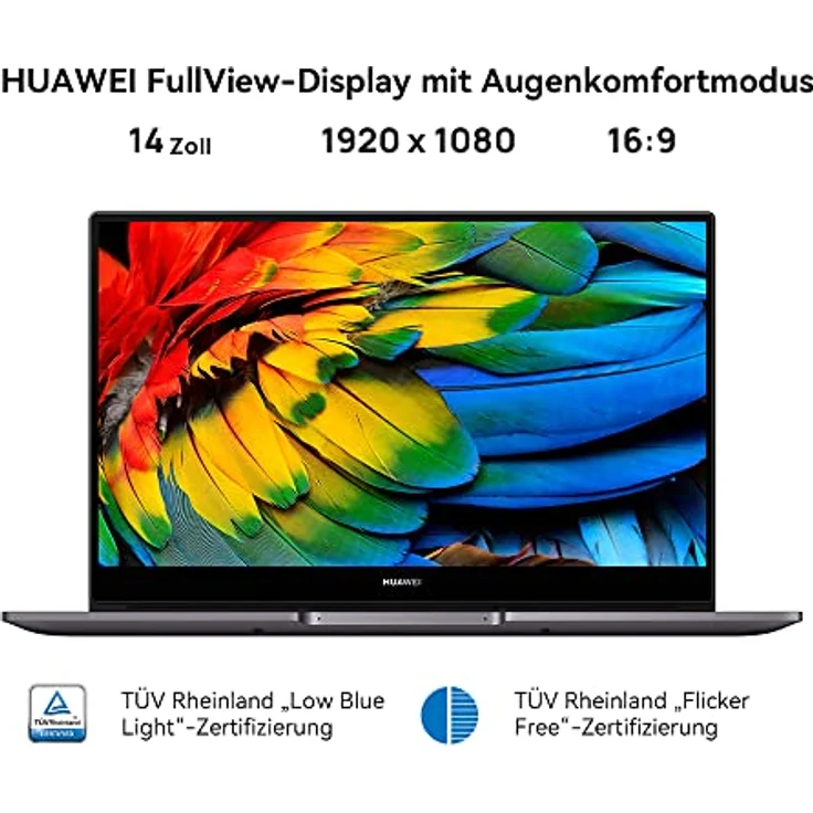 HUAWEI MateBook D14 | 11th Gen Intel Core i5-1155G7 Processor| 14 Inches FullView Screen Notebook | 16GB RAM, 512GB SSD| Windows 11| Gray – Bild 2