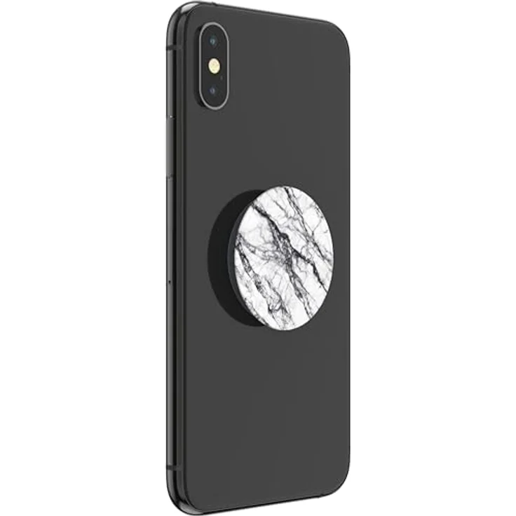 PopSockets PopGrip Ausziehbarer Halterung und Griff für Smartphones und Tablets, Fingerhalter in Basic White Stone Marble mit kabelloser Ladefähigkeit und stabiler Halterung – Bild 4