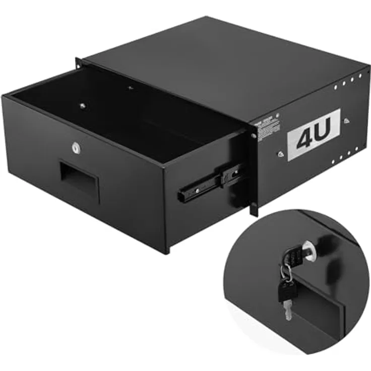 VEVOR 4U-Rackschublade, abschließbares Serverschrankgehäuse mit Schiebeschublade (22,68 kg), Kabelmanagementlöcher für 482 mm Netzwerkschrank-AV-Rack