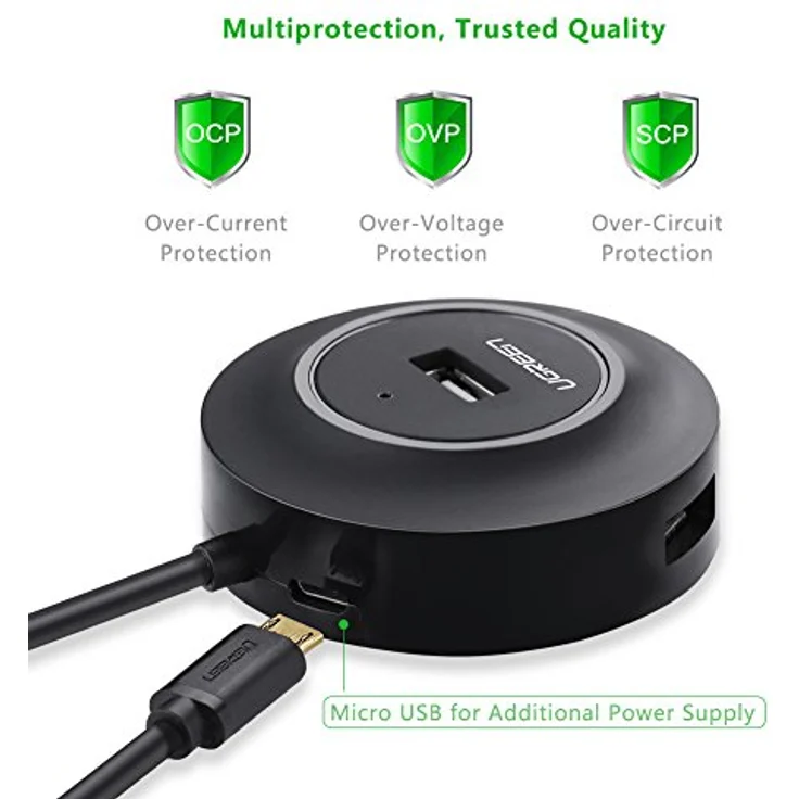 UGREEN USB Hub Super Speed 4 Port USB 2.0 Hub Extra Leicht Verteiler für Apple MacBook,Windows Laptops und Ultrabooks,Tablet-PC und Smartphone,80cm Länge Schwarz – Bild 6