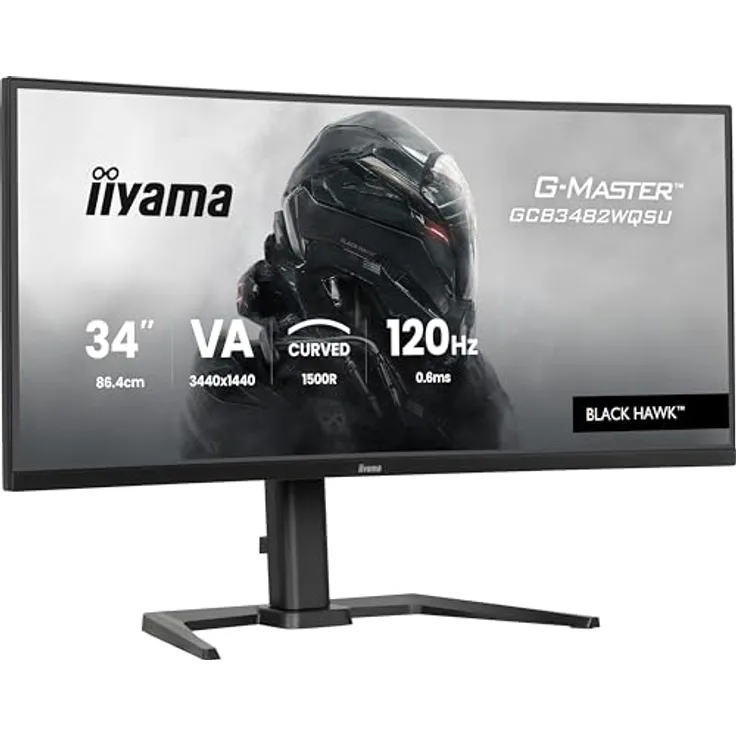 iiyama G-Master Black Hawk GCB3482WQSU-B1, 34" Curved Gaming Monitor mit 1500R, VA-Panel, UWQHD, 120Hz, 0.6ms, HDR400, FreeSync Premium, höhenverstellbar, schwarz