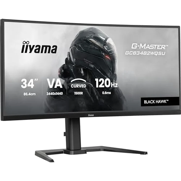 iiyama G-Master Black Hawk GCB3482WQSU-B1, 34" Curved Gaming Monitor mit 1500R, VA-Panel, UWQHD, 120Hz, 0.6ms, HDR400, FreeSync Premium, höhenverstellbar, schwarz – Bild 1