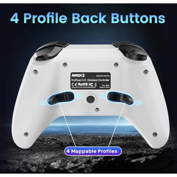 Hyperkin NuRival Light Up Wireless Game Controller - Weiss, mit Hall-Effekt-Sticks, LED-RGB-Beleuchtung und wiederaufladbarem Akku für Nintendo Switch OLED – Bild 4