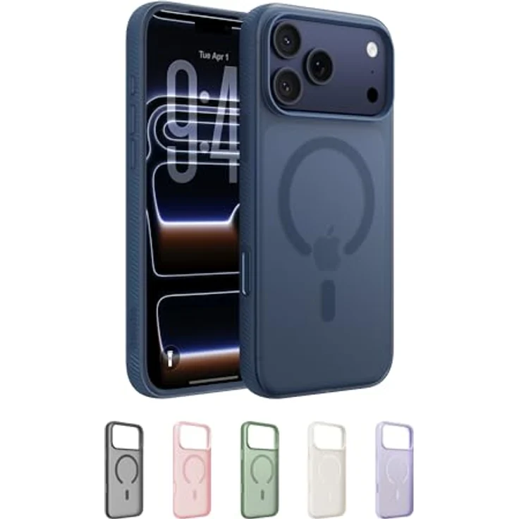 Belkin SheerForce Grip Schutzhülle für iPhone 17 Pro Max, Stoßschutz bis 2m, strukturierte Oberfläche, kabelloses Laden, dklblaue Farbe – Bild 1