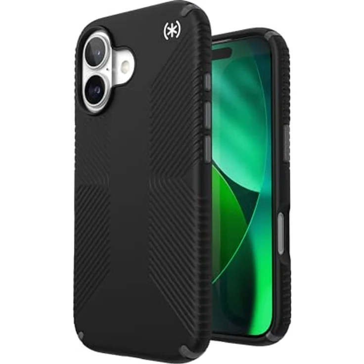 Speck PRESIDIO2 Grip Hülle für iPhone 17, MagSafe-kompatibel, 4 m Fallschutz, rutschfeste Griffe, Schwarz/Schiefergrau/Weiß – Bild 2