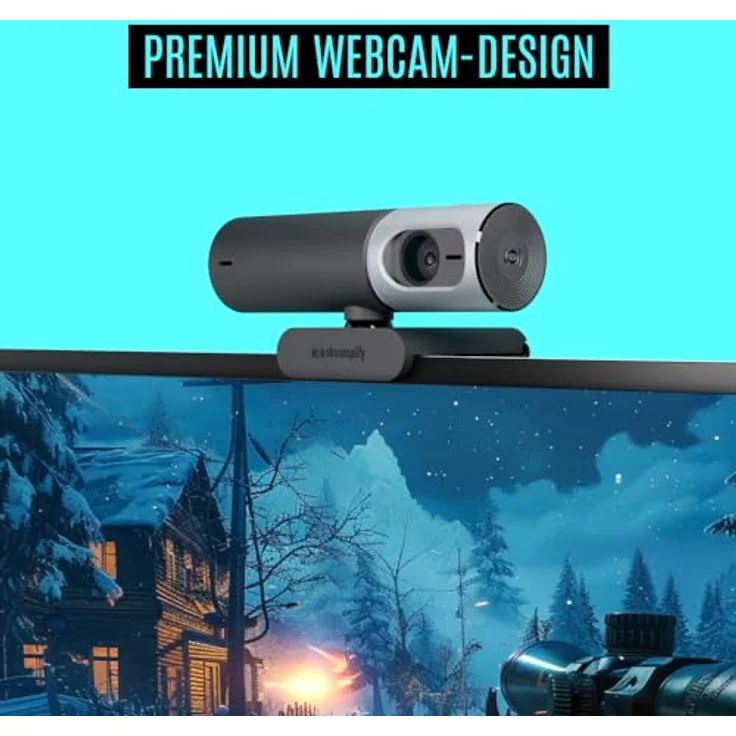 Streamplify CAM PRO 4K Webcam, Schwarz, 105° Weitwinkel, 8,5M Pixel Sensor, Eingebaute Stereo-Mikrofone, Autofokus, Drehbare Objektivabdeckung – Bild 2
