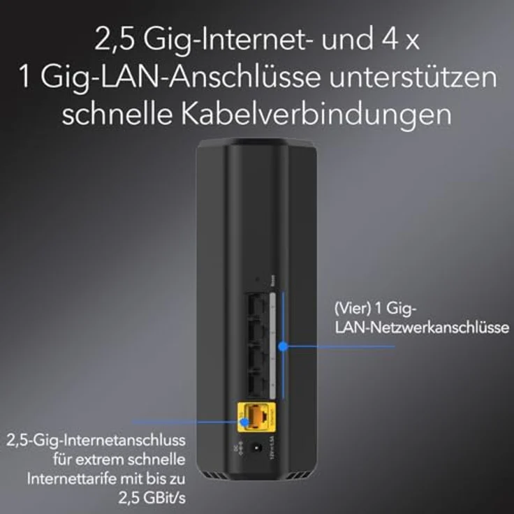 Netgear Nighthawk Dual-Band WiFi 7-Router (RS100) – bis zu 3,6 GBit/s, 135 m² Abdeckung, 50 Geräte – 2,5-Gig-Internetanschluss – Bild 4