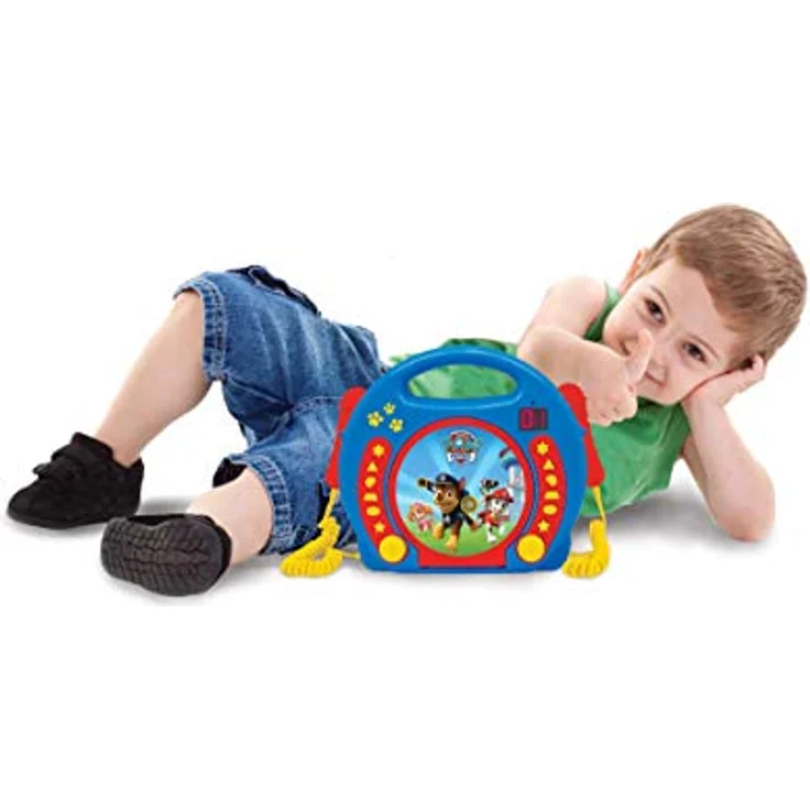 Lexibook PAW Patrol Helfer auf vier Pfoten Chase CD-Player mit 2 integrierten Mikrofonenv, Programmierfunktion, Kopfhörer-Anschluss, für Kinder, AC-Betrieb oder Batterie, Blau-Rot, RCDK100PA – Bild 5