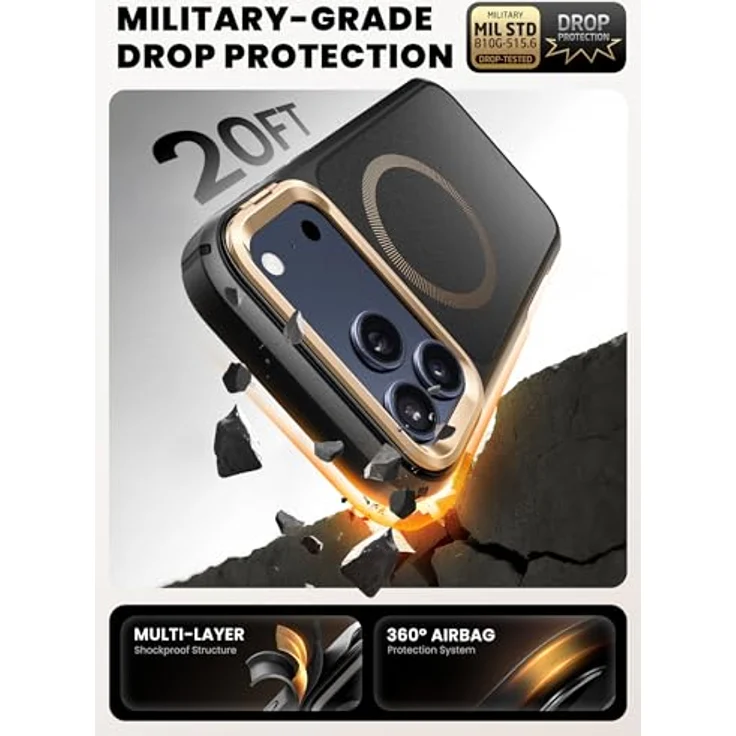 i-Blason iPhone 17 Pro Hülle MagSafe mit Ständer, 9H Displayschutz aus gehärtetem Glas, Kamera-Steuertaste, robustes Bumper Case, rutschfester Griff, 6.3'', Desert – Bild 3
