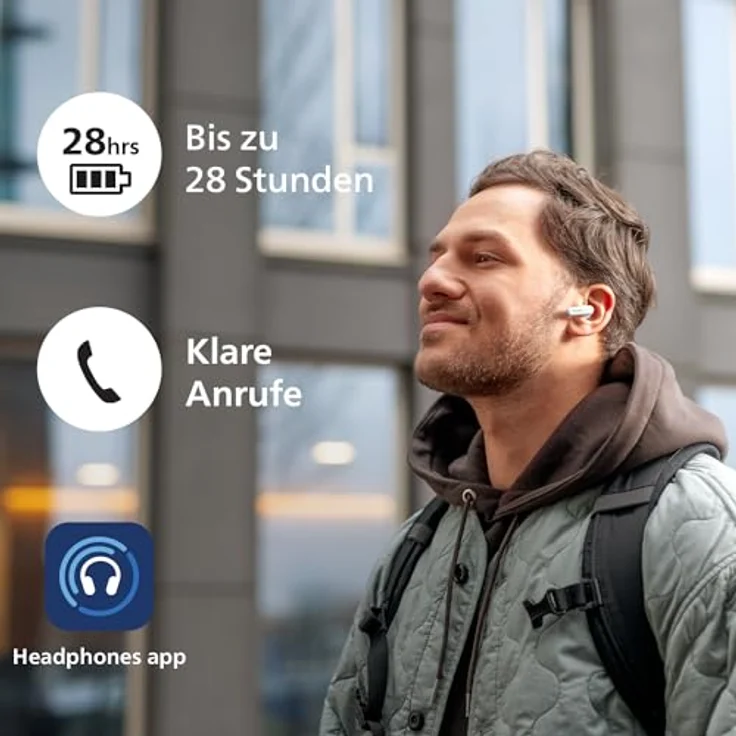 Philips TAT2139 In-Ear-Kopfhörer True Wireless Bluetooth, Dynamic Bass, Touch-Bedienelemente – Bild 5