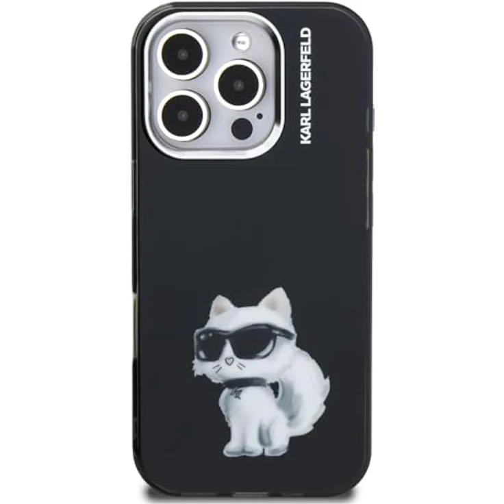 CG MOBILE Karl Lagerfeld IML Aquarelle Choupette & Logo Schutzhülle für iPhone 16 Pro Max, schwarz, TPU / PC Material – Bild 3