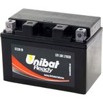 Unibat CT12A, 12V Motorrad-Batterie mit 175A Kaltstartstrom, wartungsfrei, 10Ah