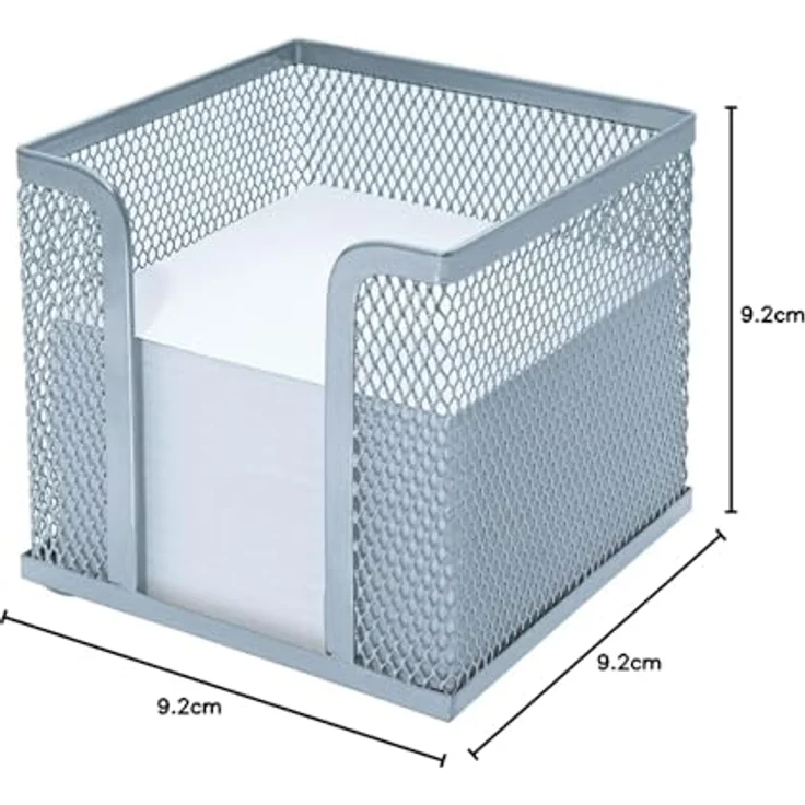 WEDO Zettelbox OFFICE, silber, aus pulverbeschichtetem Drahtmetall, Maße 10x10x10 cm, inkl. Papier (95x95 mm) – Bild 8