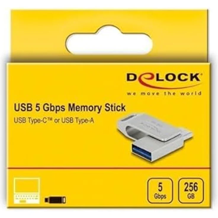 Delock USB 5 Gbps USB-CВ™ + Typ-A Speicherstick 256 GB - MetallgehГ¤use (256В GB, USB A, USB C), USB Stick, Grau – Bild 5