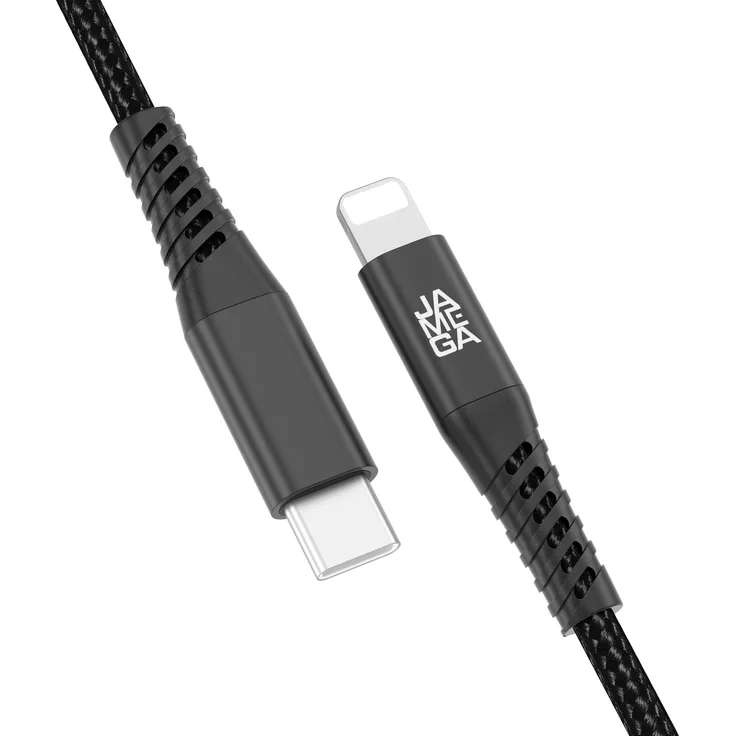 JAMEGA USB-C zu iPhone Kabel, 1m, 480M Übertragungsgeschwindigkeit, 60W Ladeleistung, Metall Stecker, Schwarz