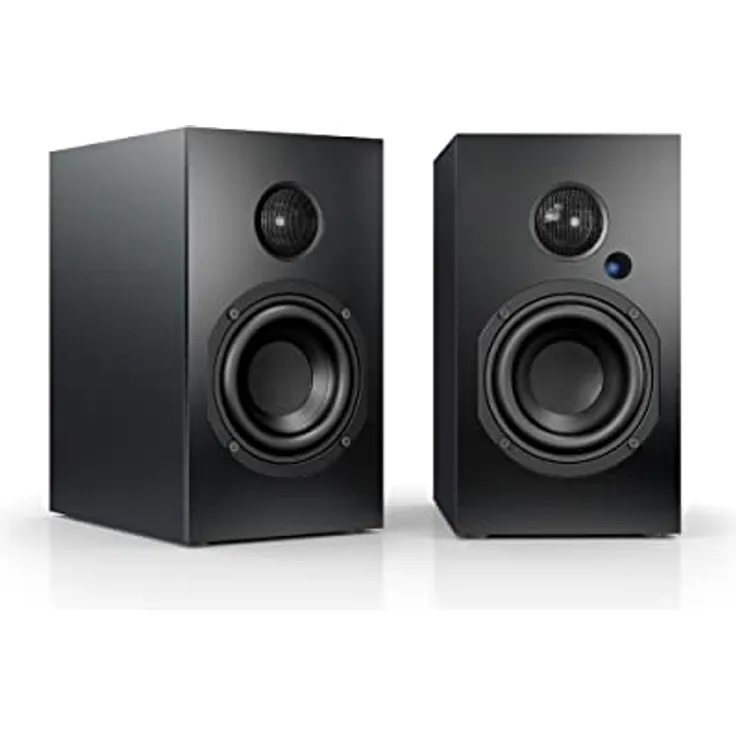 Nubert nuBoxx A-125 pro | Schwarzes Aktivlautsprecherpaar | 2 Stück Kompaktlautsprecher mit USB-C | PC-Lautsprecher mit Bluetooth aptX HD | Für den Schreibtisch | Aktivboxen mit 2 Wege Technik