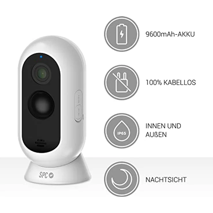 SPC Magnes 3 – WLAN-Überwachungskamera für den Außen- und Innenbereich mit wiederaufladbarem 9600 mAh-Akku, Nachtsicht, wasserdicht nach IP65, Bewegungserkennung und Zwei-Wege-Audio – Bild 2