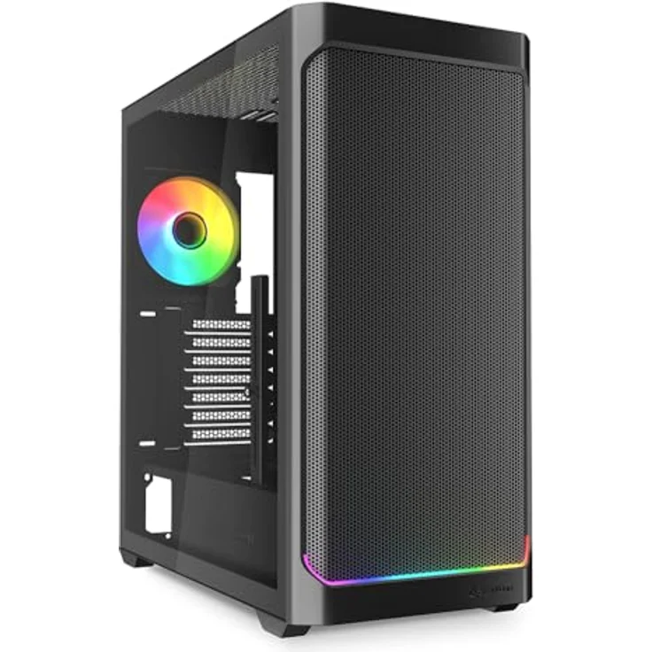 Sharkoon AK4W RGB Strip Black, ATX PC-Gehäuse mit vollem RGB-Beleuchtungssystem, starker Airflow und Dual-Radiator-Unterstützung – Bild 1