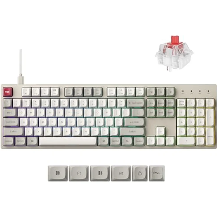 Keychron C2 Pro 8K QMK Kabelgebundene Mechanische Tastatur, RGB Backlight, Hot-swappable, QWERTY US Layout, Keychron Super Red Switch – Bild 1