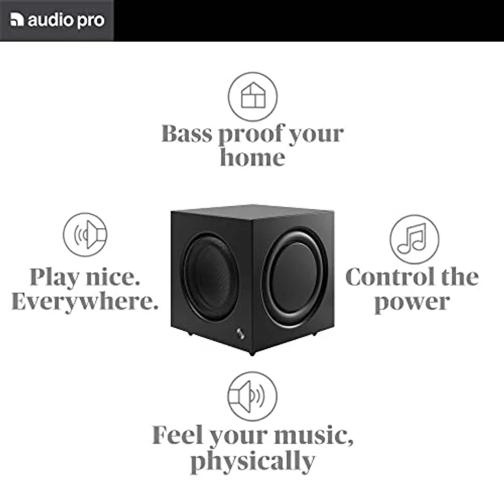 Audio Pro SW10, Subwoofer mit 200 Watt Leistung, 203 mm, Schwarz – Bild 2