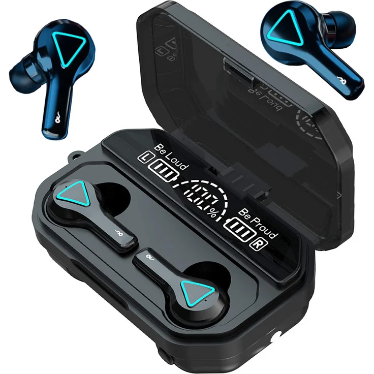 emeco TWS Kopfhörer Bluetooth 5.1 Touch Control In-Ear Ohrhörer Wireless Headset in grau, blau, orange und rot sortiert – Bild 1