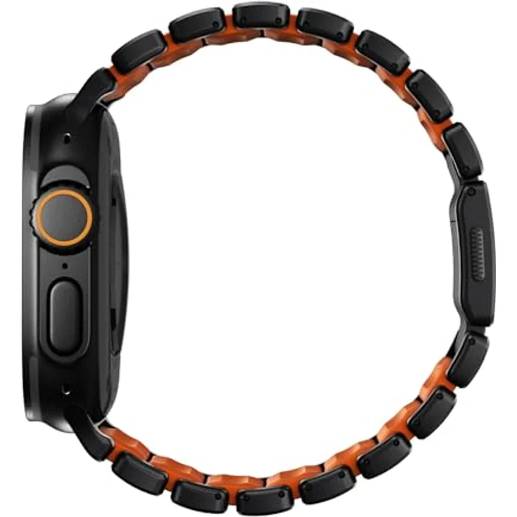 NOMAD Stratos Band I für Apple Watch 42/44/45/46/49mm, Hybrid-Design aus Titan und FKM, wasserresistent, Black Ultra Orange – Bild 3
