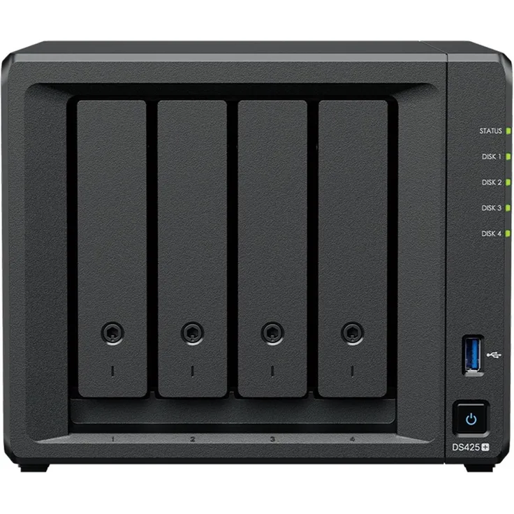 Synology DS425+ 4Bay NAS, 24TB mit 4x 6TB Plus HDD, Intel Celeron, Schwarz