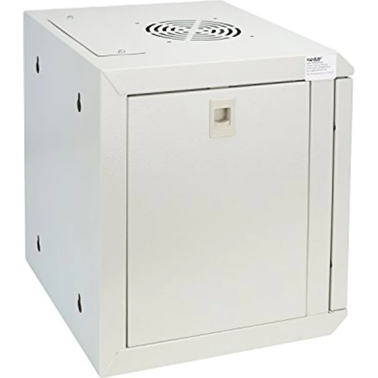 HMF 63306-07 Serverschrank 10 Zoll, 6 HE, Netzwerkschrank mit Sicherheitsglastür, lichtgrau, 31,2 x 30 x 35 cm, voll montiert – Bild 3