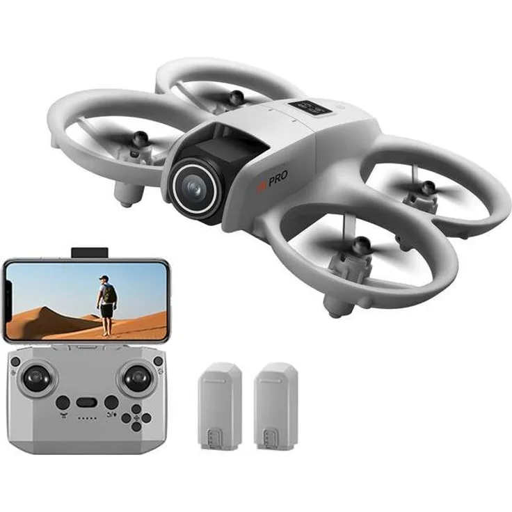 ele eleoption Mini Drohne i1 Pro, 4K HD Kamera, 180° verstellbar, Propellerschutz, Hindernisvermeidung, Fernsteuerung, 2 Akkus
