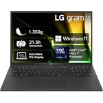 2024 LG gram 17 Zoll Notebook - 1350g Intel Core Ultra7 Laptop (16GB RAM, 512GB Dual SSD, 21,5h Akkulaufzeit, IPS Panel Anti-Glare Display, Win 11 Home) - Schwarz