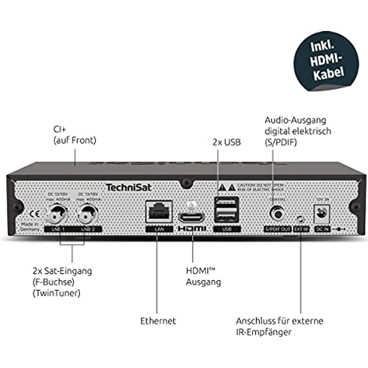 TechniSat DIGIT ISIO S3 - HD Sat-Receiver mit Twin-Tuner (HDTV, DVB-S2, PVR Aufnahmefunktion via USB oder im Netzwerk, HbbTV, CI+, HDMI, App-Steuerung, UPnP-Livestreaming) schwarz 28,6 x 15,5 x 4,6 cm – Bild 4