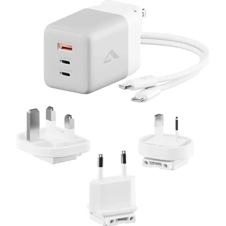ALOGIC WCM3X100G, 100W Multi Country GaN Charger, Weiß mit 2x USB-C und 1x USB-A Anschluss