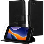 kwmobile Kunstleder Handyhülle für Apple iPhone SE (2022) / iPhone SE (2020) / iPhone 8 / iPhone 7 - Brieftaschen Schutzhülle aus PU-Leder mit Displayschutz, RFID-Schutz und Schwarz