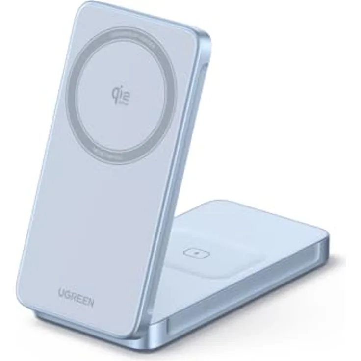 UGREEN MagFlow 2-in-1 Magnetisches Wireless Charger 25W, Qi2 zertifiziert, faltbar, kompatibel mit MagSafe für iPhone 17/16 Serie & AirPods, mit 1M Kabel