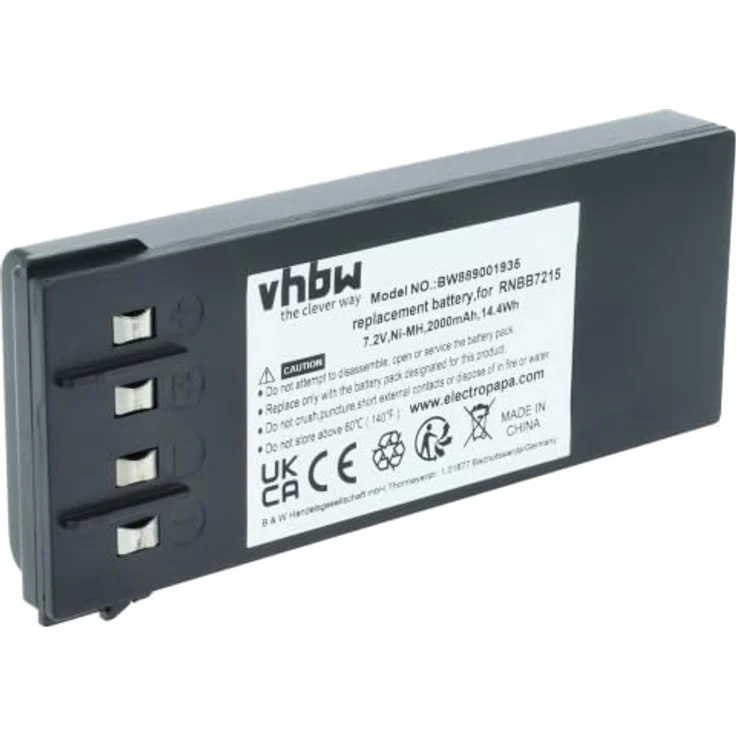 vhbw Akku kompatibel mit NBB Nano-M, Hochleistungs-NiMH-Akku mit 2000 mAh und 7,2 Volt – Bild 1