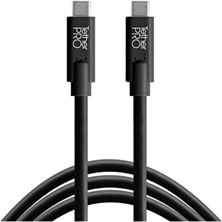 Tether Tools TetherPro USB-C-auf-USB-C-Kabel, Stromversorgung und Verbindung, nicht reflektierendes Schwarz, 1,8 m
