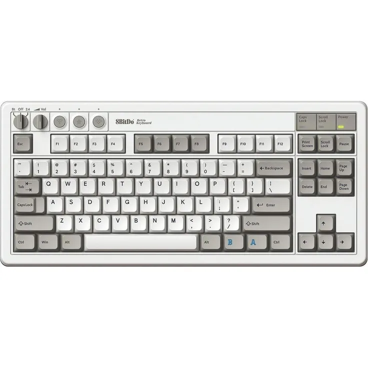 8BitDo Retro Mechanical Keyboard M Edition, 87 Tasten, Kailh Box Switches Hot-swap, QWERTY, Bluetooth/Wireless 2.4G, Weiß