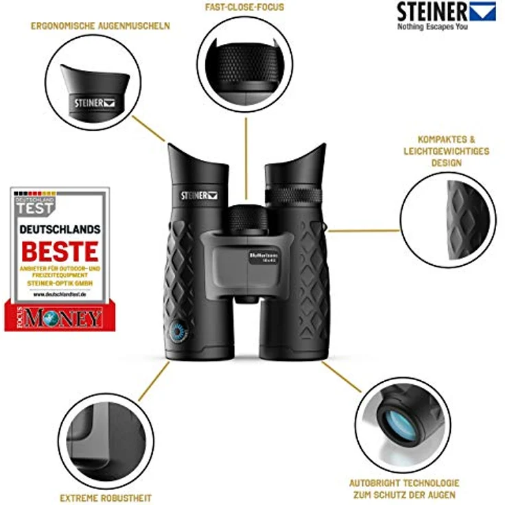 STEINER Fernglas BluHorizons 10x42 - Deutsche Qualitätsoptik, hohe Vergrößerung, reduziert Reflexionen oder Blendungen durch Wasser, Sand oder Schnee – Bild 3