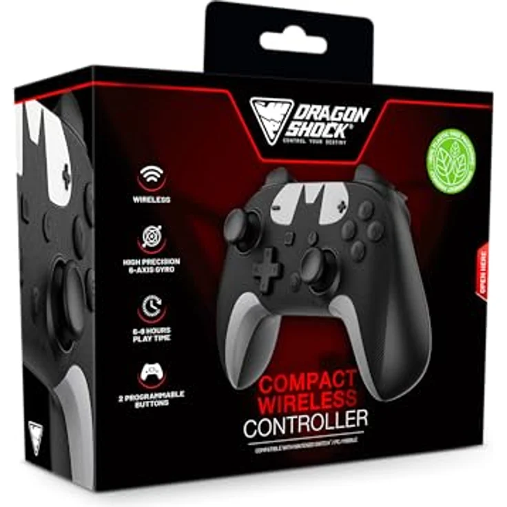 DRAGON SHOCK PopTop Wireless Controller The Signal Switch für Nintendo, kabelloser Gamepad mit Turbo-Funktion und 4 Vibrationsstufen, schwarz – Bild 2