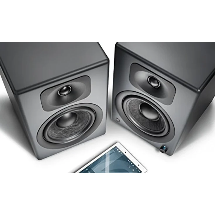 wavemaster TWO PRO stone gray Regallautsprecher-System (110 Watt) mit Bluetooth-Streaming, digitalen Anschlüssen und IR-Fernbedienung Aktiv-Boxen Nutzung für TV-Tablet-Smartphone, dunkelgrau (66352) Regallautsprecher - 110 Watt - schwarz – Bild 2