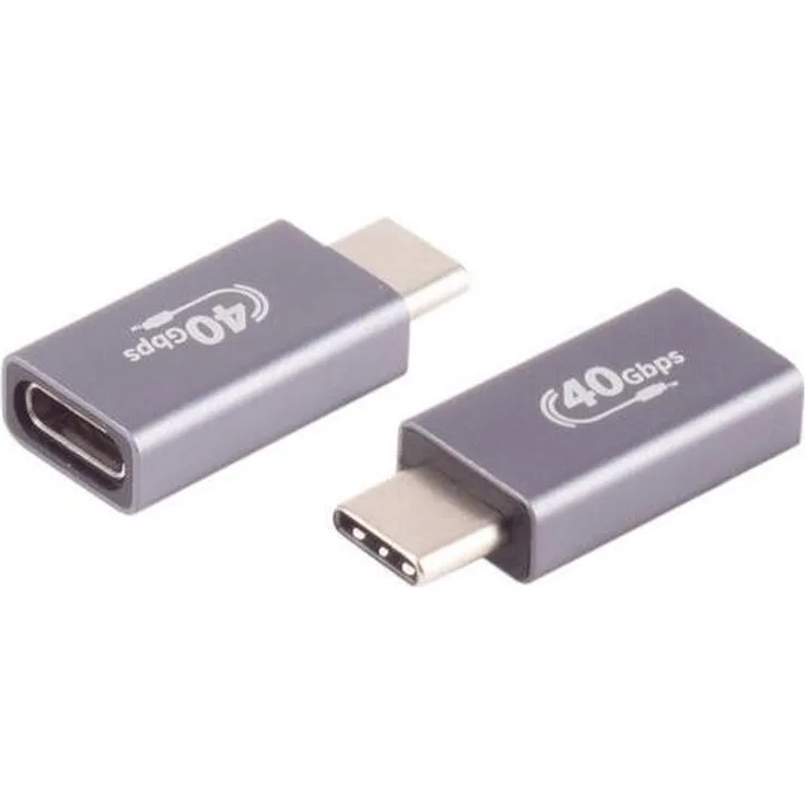 S-CONN maximum connectivity 13-60004, USB-C Adapter mit 40 Gbit/s Datenübertragung, Grau