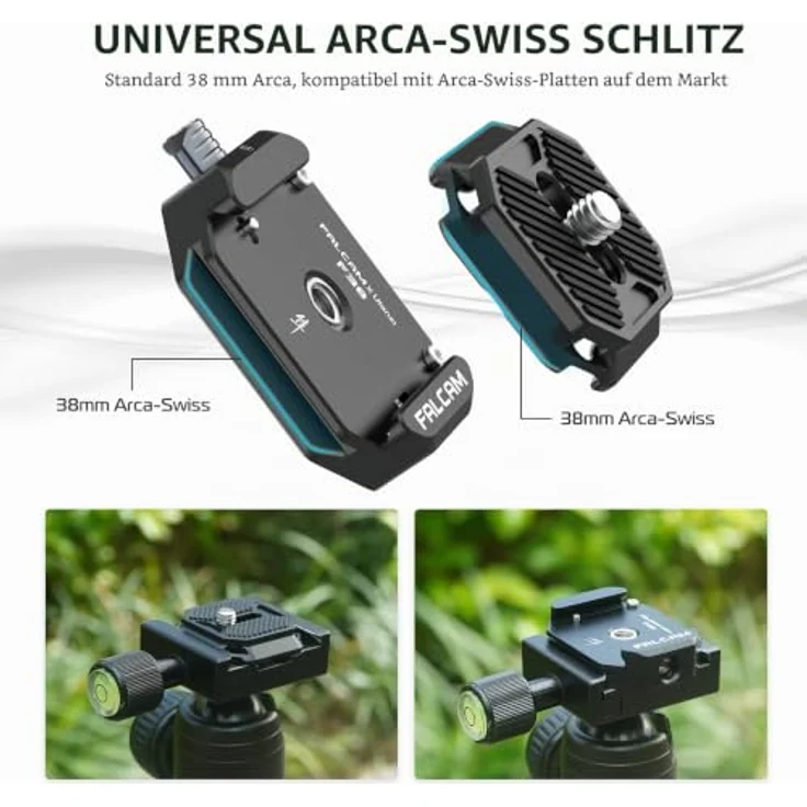 FALCAM F38 Kamera Schnellwechselplatte, Arca-Swiss-kompatibel mit 1/4" und 3/8" Schraubenlöchern, robust und langlebig bis 15 kg Tragkraft – Bild 5
