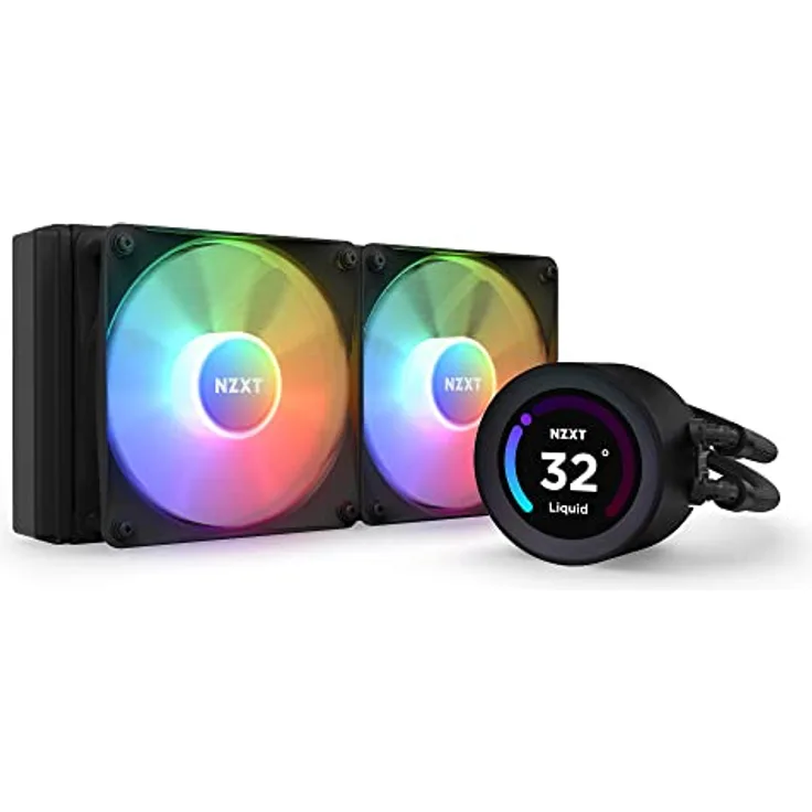 NZXT Kraken Elite 240 RGB - RL-KR24E-B1-240mm AIO CPU Wasserkühlung - 2,36" LCD Display 640x640-2x120mm RGB Core Fans - EIN Breakoutkabel zur einfachen Installation - anpassbar CAM, Schwarz