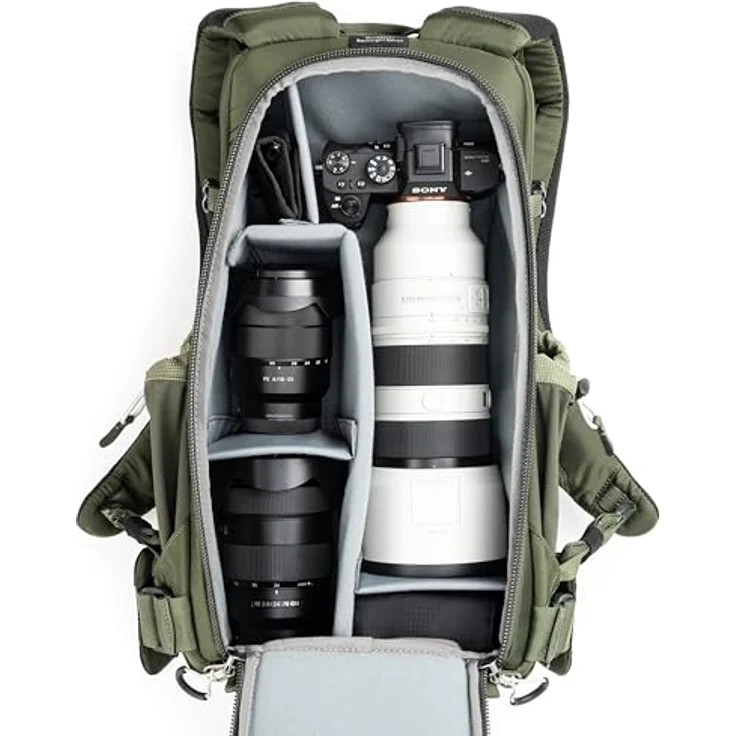 Think Tank Backlight 18L Montane Green, Fotorucksack mit rückseitigem Zugriff für Kamerazubehör, 18 l, inklusive Fächern für Laptop und Tablet – Bild 3