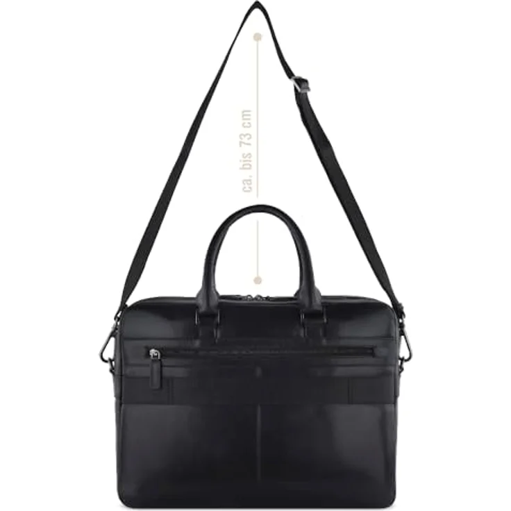 bugatti Romano Aktentasche groß, 15" Laptopfach, hochwertiges Rindleder, Schwarz, mit perfekter Organisation und Schultergurt – Bild 4